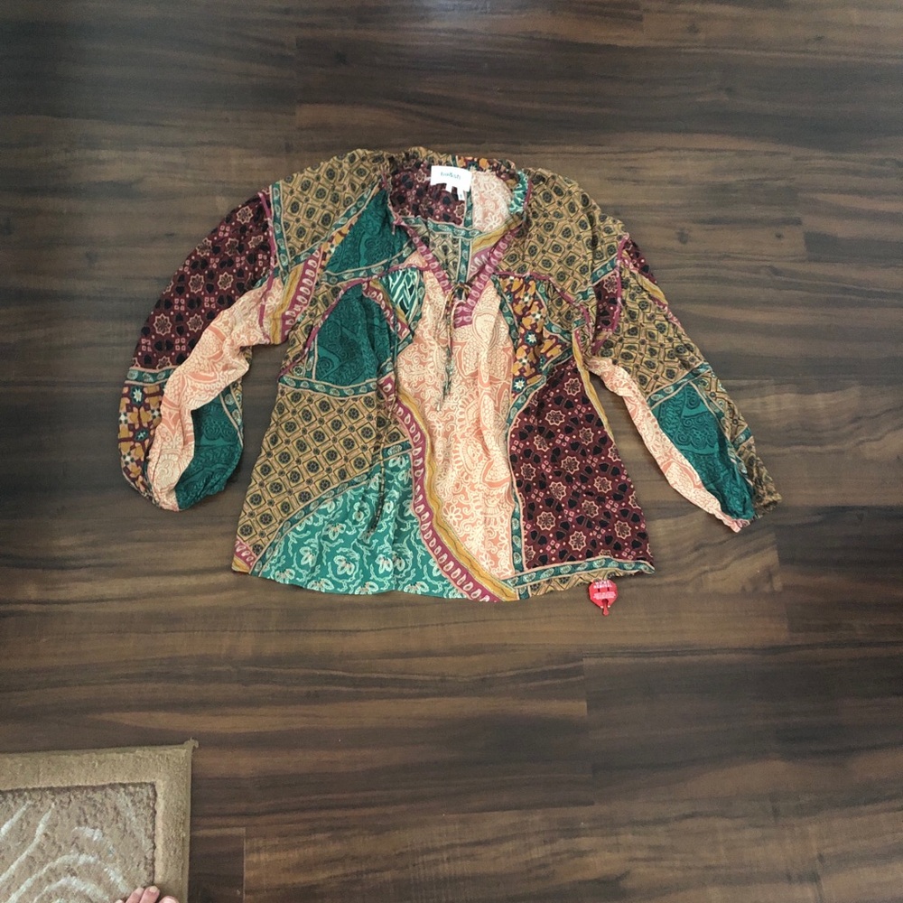 New ba&sh Women’s Faith Mixed Print Lace Up Blouse - Picture 2 of 16
